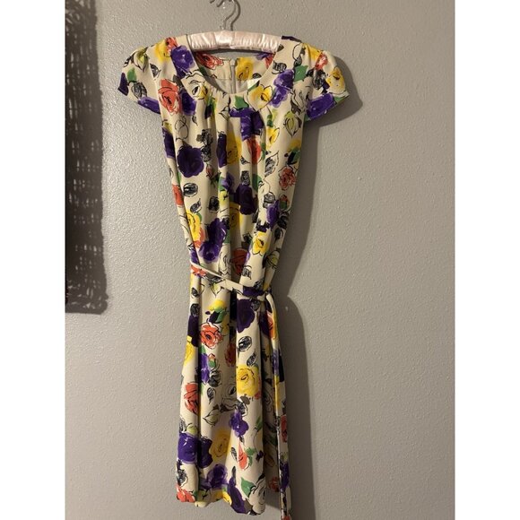 Kate Spade Elyse Dress S Small Short Sleeve Silk Belted Floral Career Church - Picture 10 of 14